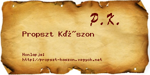 Propszt Kászon névjegykártya
